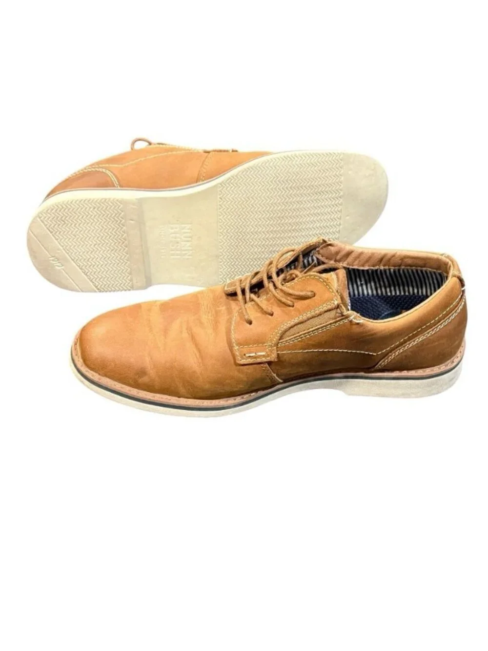 Nunn Bush Sz 9 Barklay Cognac Brown Plain Toe Oxford Casual Leather Shoes